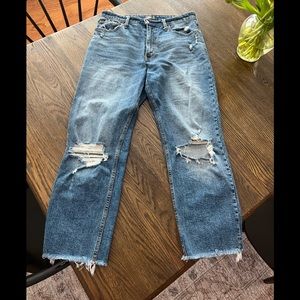 A&F High Rise Straight Leg Jeans